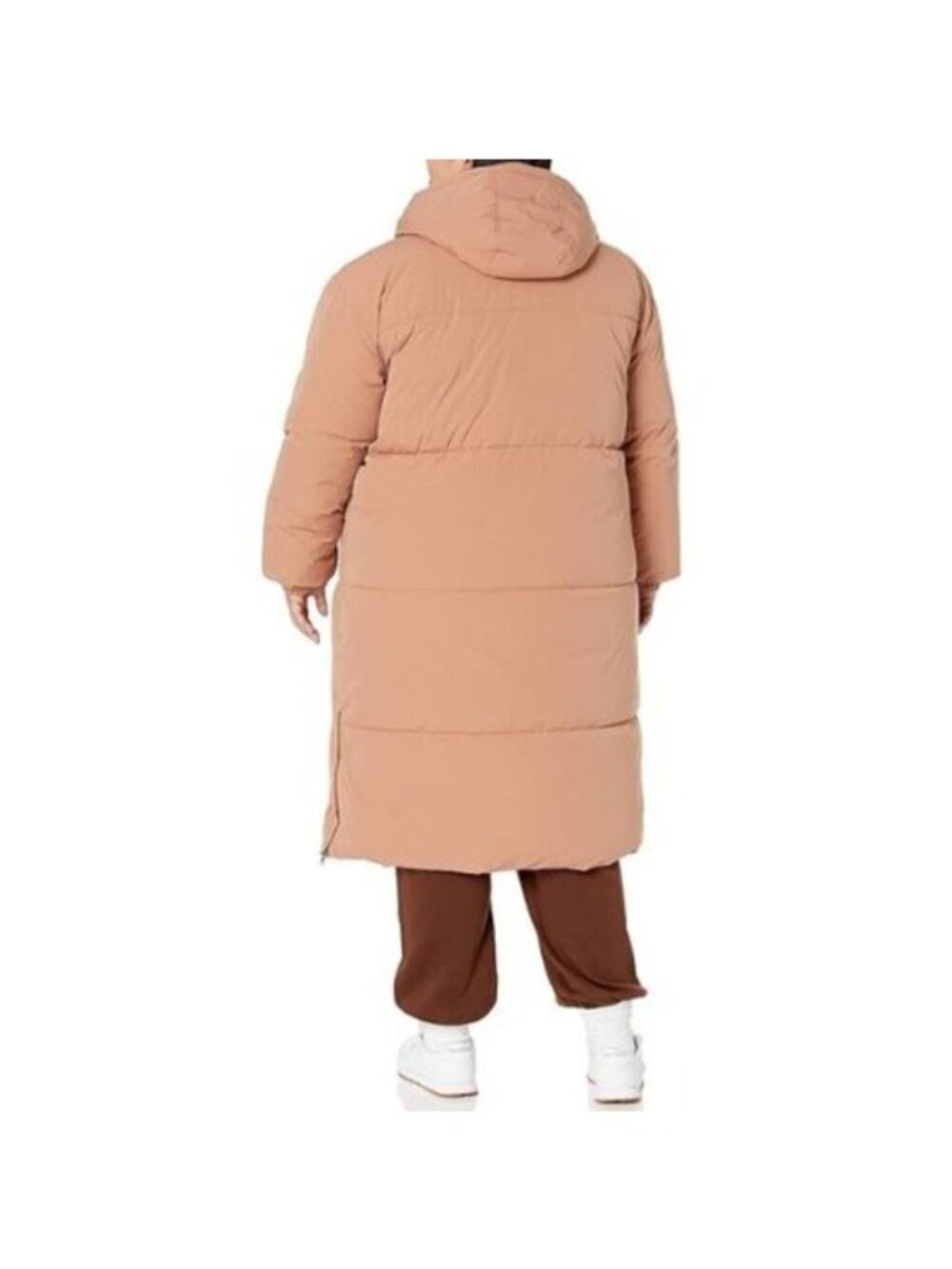 🆕 Women’s Size 1X Oversized Tan Long Puffer Jacket- Water-Resistant, Hooded - Picture 2 of 3